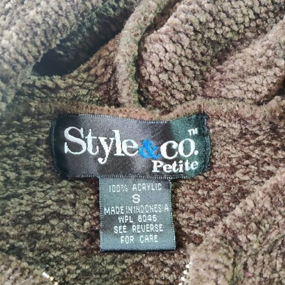 Style & Co. velour zip front hoodie cardigan sz SP - Picture 7 of 8